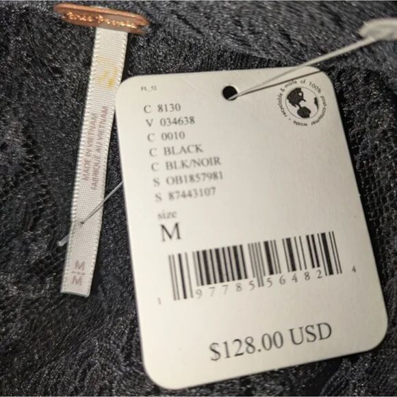 Free People Brooklyn Mini Skater A Line Dress Lace Black Textured Knit New SZ M - Picture 8 of 8